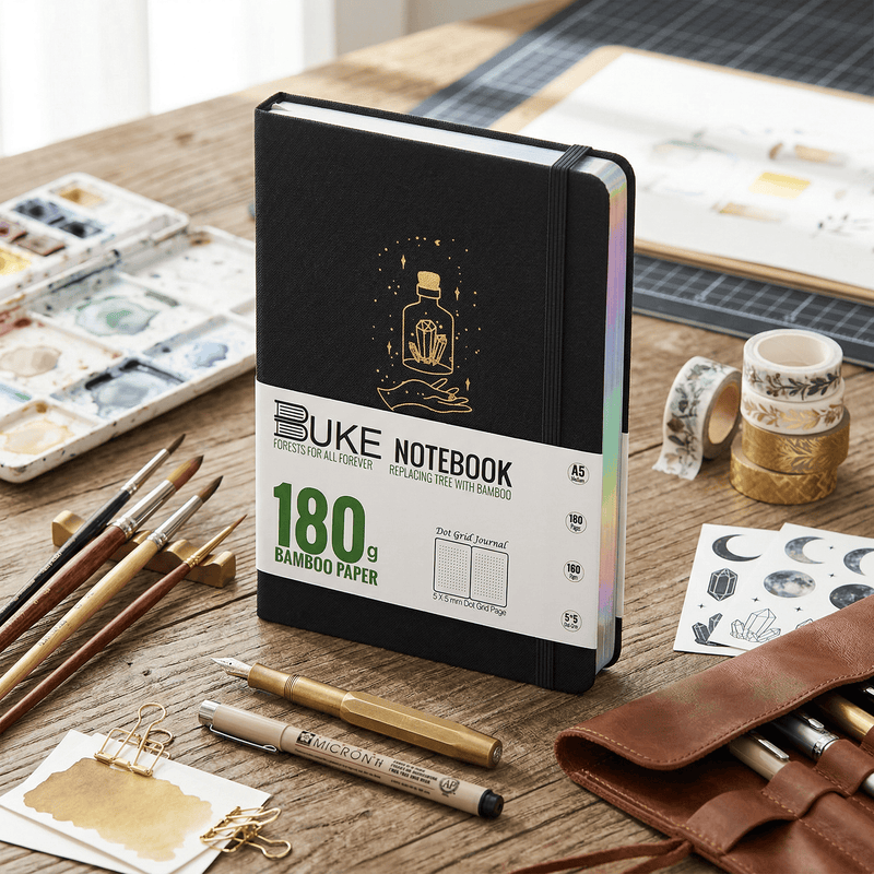 180gsm bambou papier A5 bouteilles mystère pointillé carnet Bullet Journal-zoom-