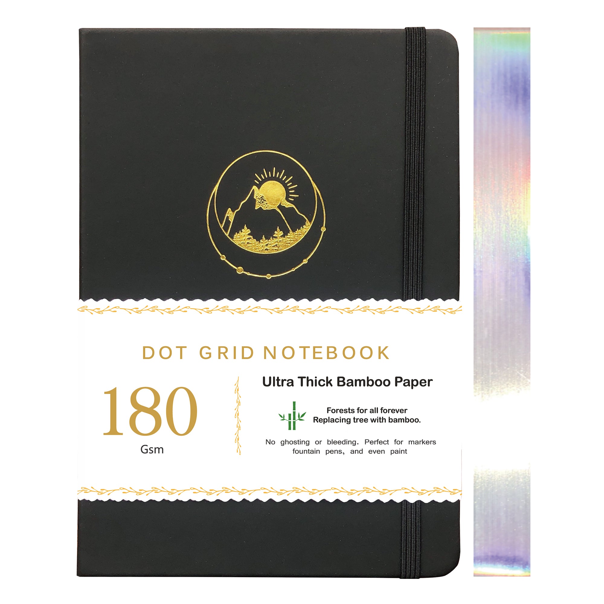 Gift-ready black notebook with outdoor celestial design