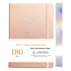 Gift-ready pink notebook with elegant embossed rose detail
