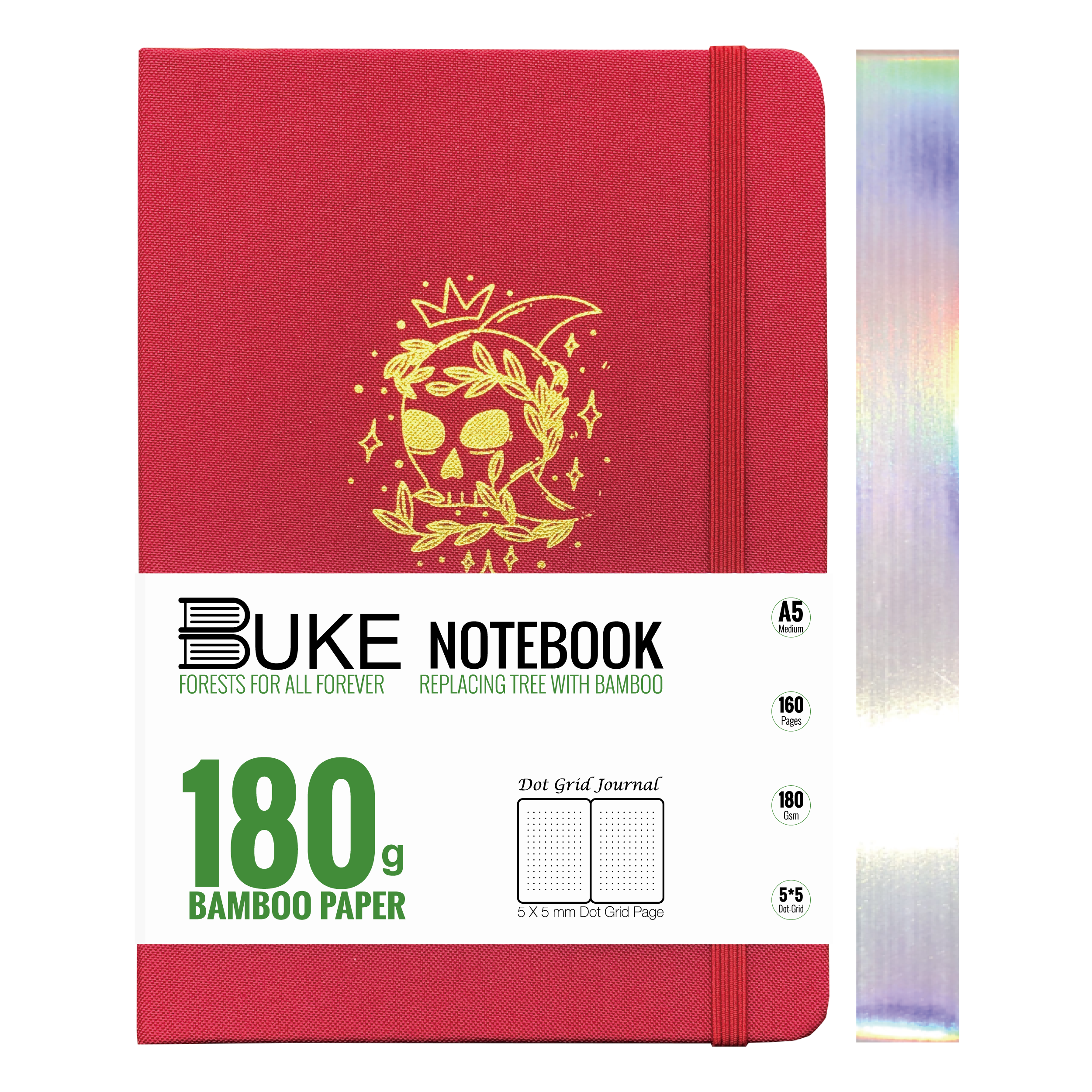 BUKE fabric cover notebook with 5x5mm dot grid white paper
