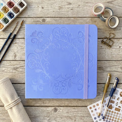 BUKE light blue square dot grid notebook with embossed floral frame cover