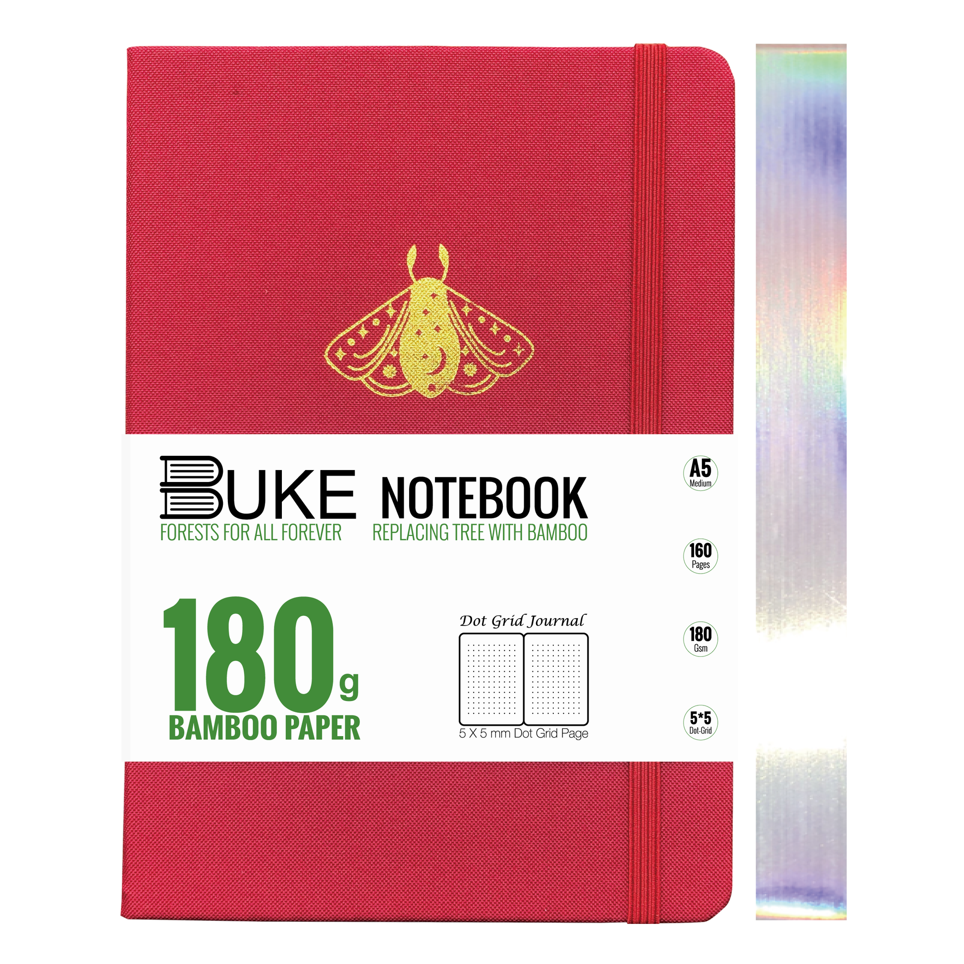 BUKE fabric cover notebook with 5x5mm dot grid white paper