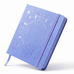 Light blue square journal with elegant botanical frame embossing