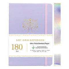 A5 dot grid notebook with laser silver edge and lavender cover
