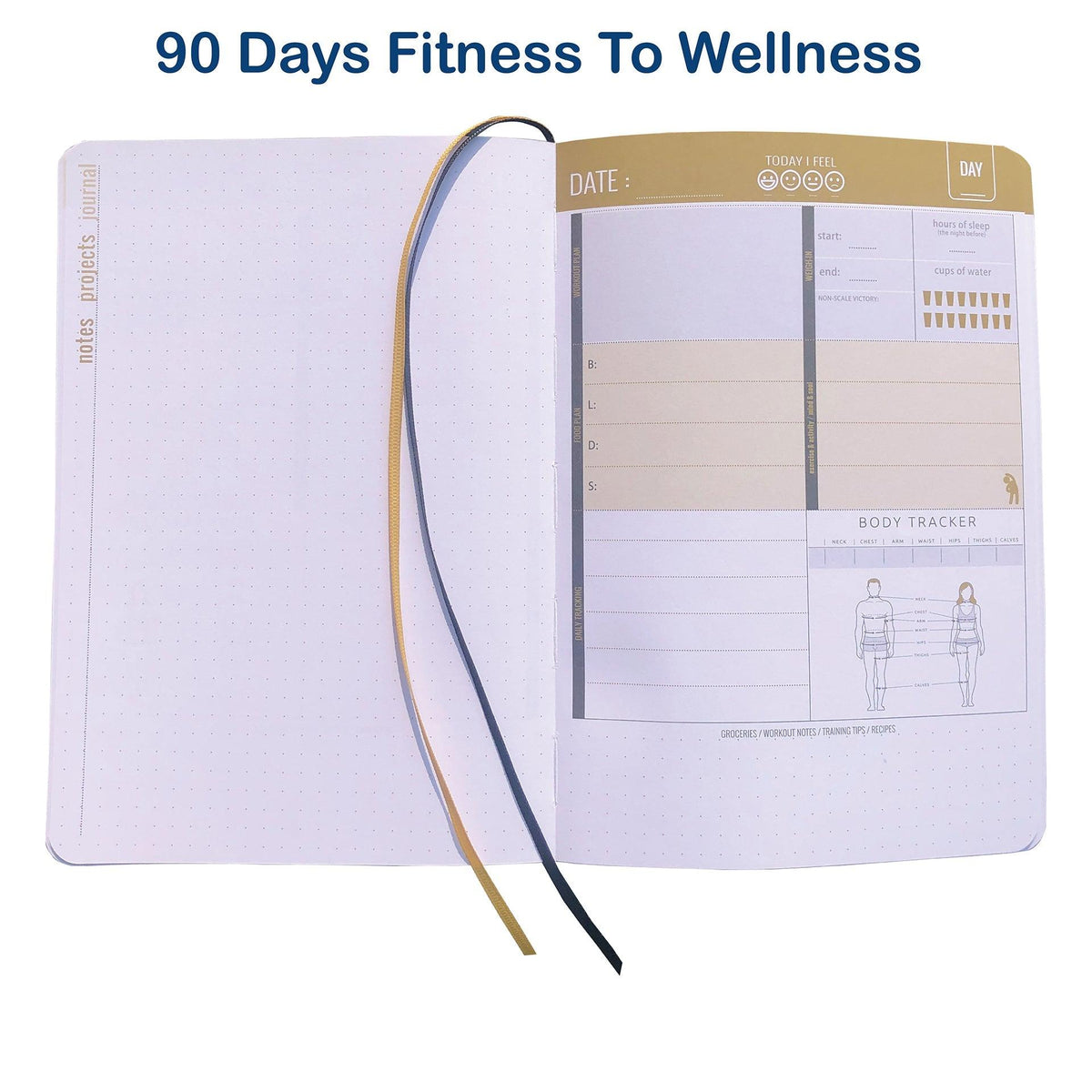 90 Days Fitness Journal Planner - Black - bukenotebook