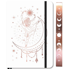180GSM Bamboo Paper A5 Bullet Dotted Journal Dot Grid Notebook ROSE GOLD Edges And Engrave MOONS BUJO Lovers - bukenotebook