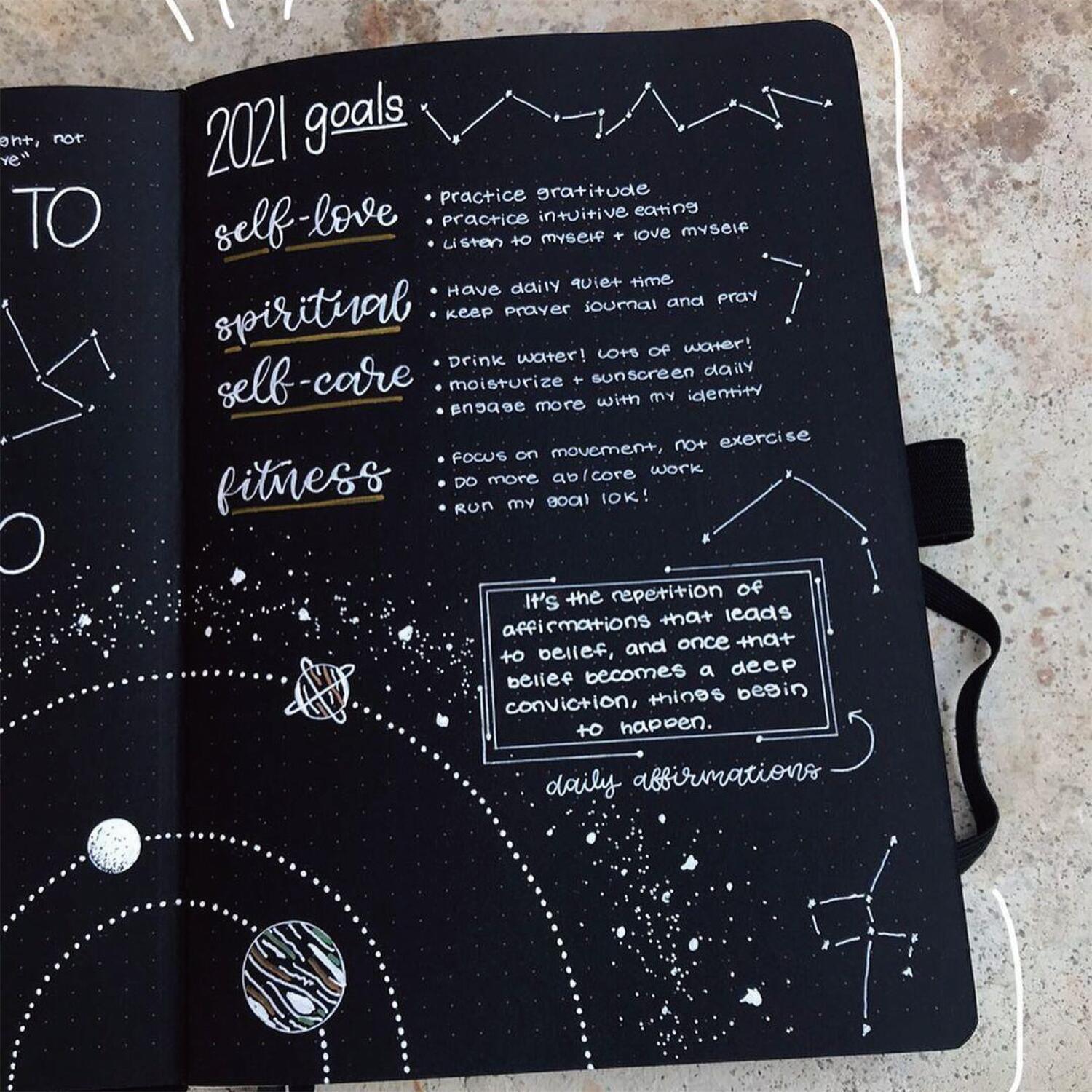 A5 Black Paper Mystical Bottle Bullet Dotted Journal Dot Grid Notebook - bukenotebook