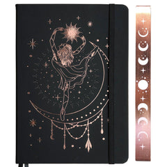 180GSM Bamboo Paper A5 Bullet Dotted Journal Dot Grid Notebook ROSE GOLD Edges And Engrave MOONS BUJO Lovers - bukenotebook