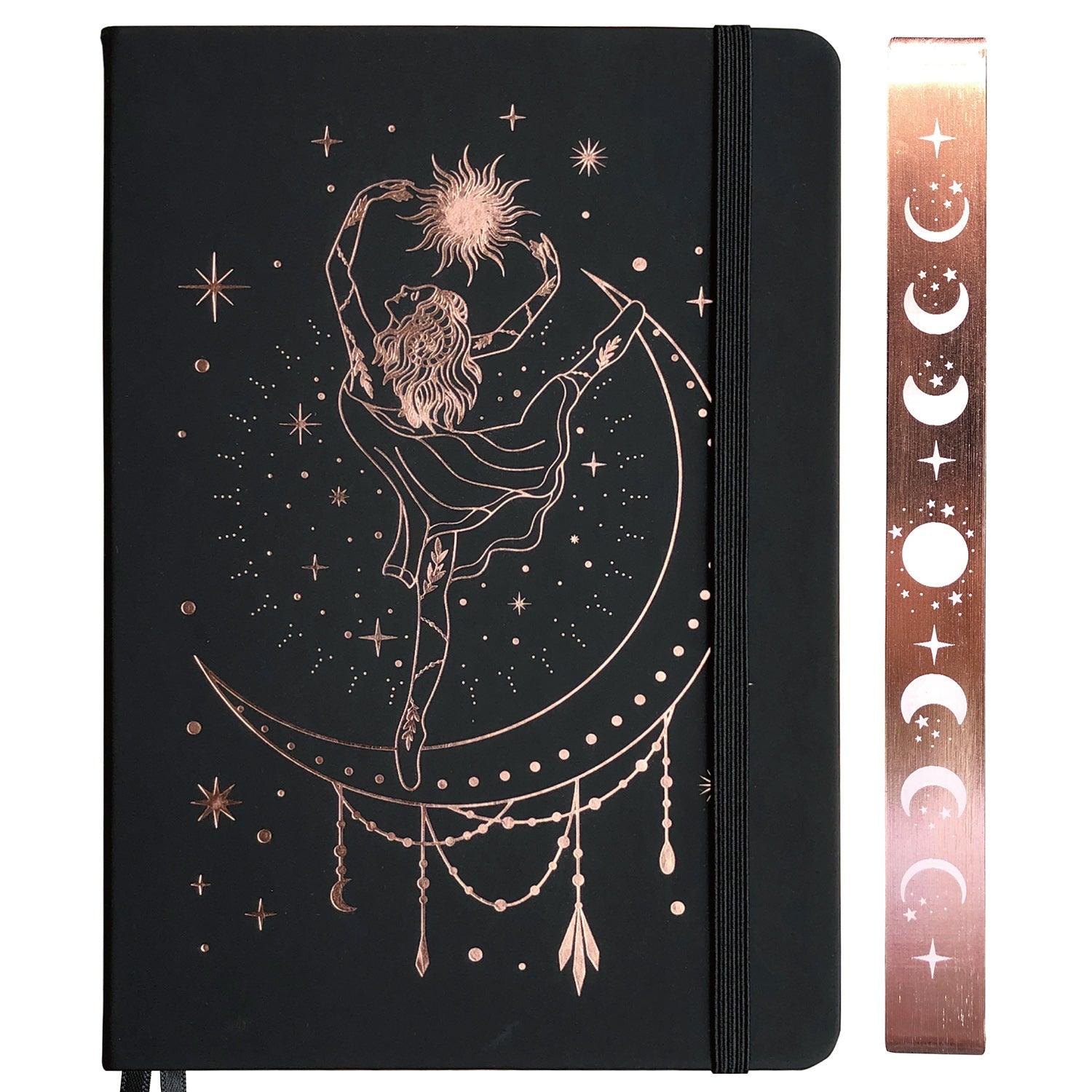180GSM Bamboo Paper A5 Bullet Dotted Journal Dot Grid Notebook ROSE GOLD Edges And Engrave MOONS BUJO Lovers - bukenotebook