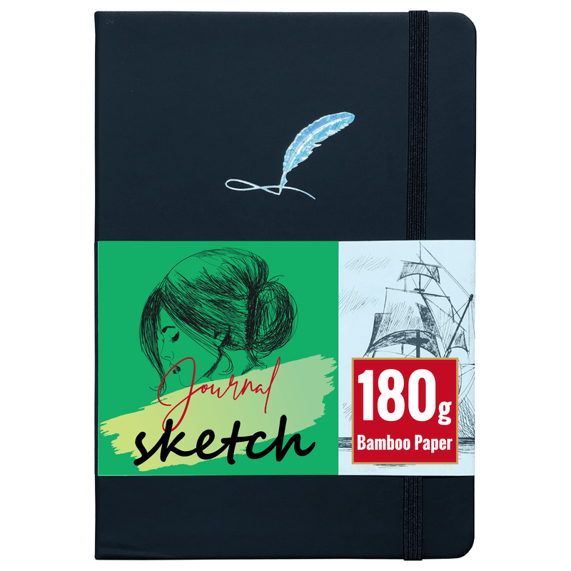 A5 Hardcover Skizzenbuch, Alle Seiten leer, 180 g/m² Bambuspapier-zoom-