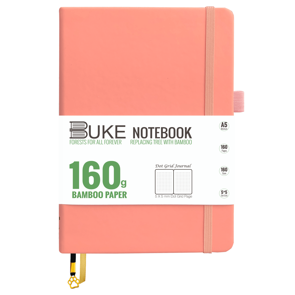 Bullet Dotted Journal 160GSM Bamboo Paper-NATURE WORLD - Pink - bukenotebook
