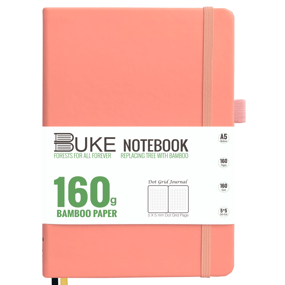 Bullet Dotted Journal 160GSM Bamboo Paper-NATURE WORLD - Pink - bukenotebook