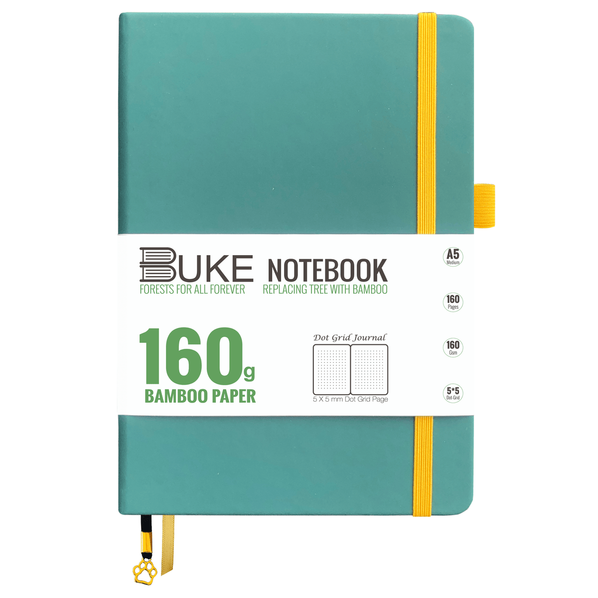 Bullet Dotted Journal 160GSM Bamboo Paper-NATURE WORLD - Green - bukenotebook