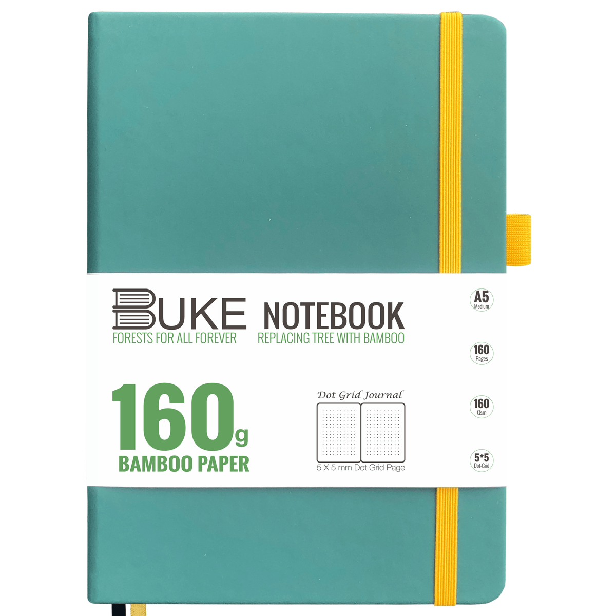 Bullet Dotted Journal 160GSM Bamboo Paper-NATURE WORLD - Green - bukenotebook