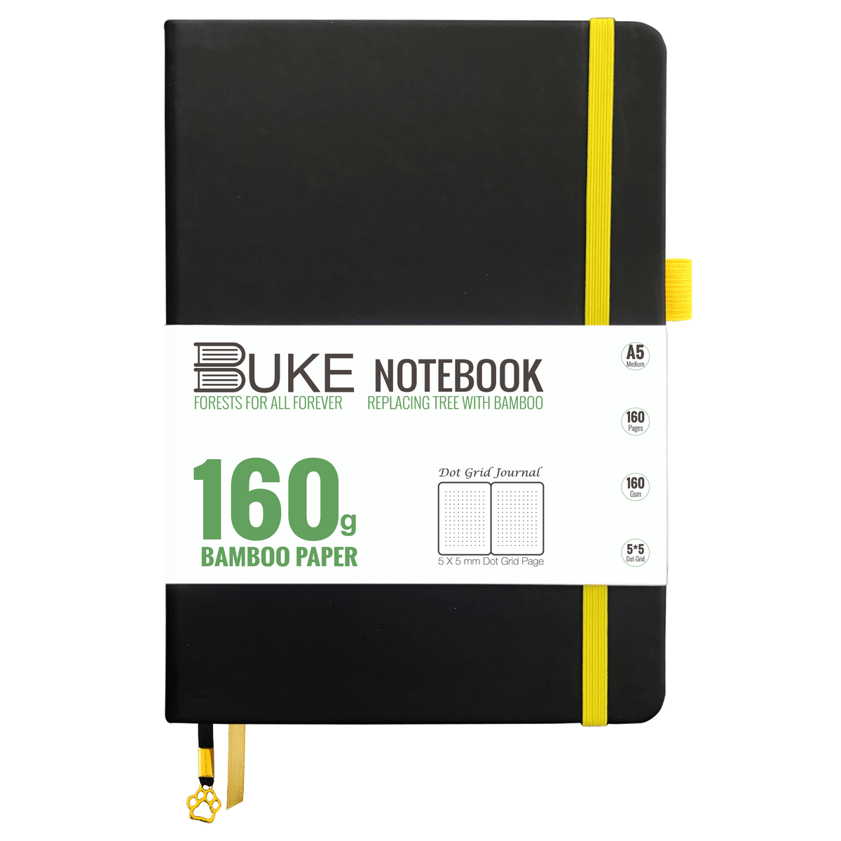 Bullet Dotted Journal 160GSM Bamboo Paper-NATURE WORLD - Black - bukenotebook