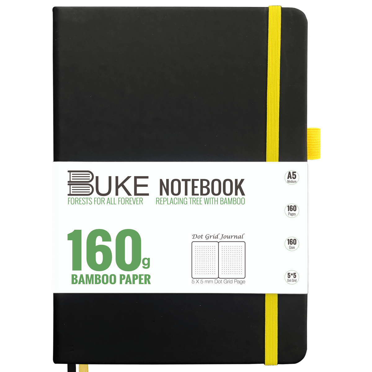 Bullet Dotted Journal 160GSM Bamboo Paper-NATURE WORLD - Black - bukenotebook