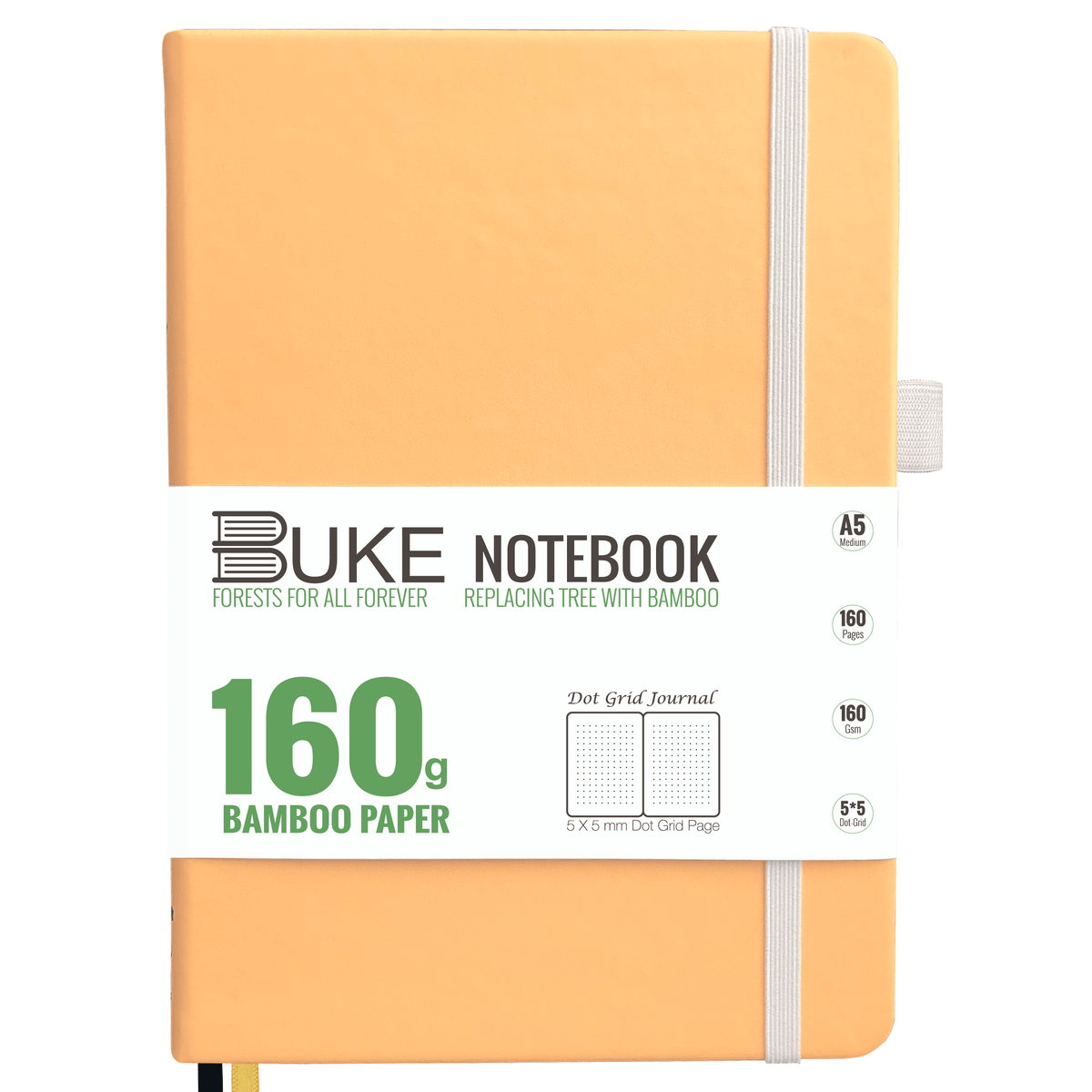 Bullet Dotted Journal 160GSM Bamboo Paper-NATURE WORLD - Warn Apricot - bukenotebook
