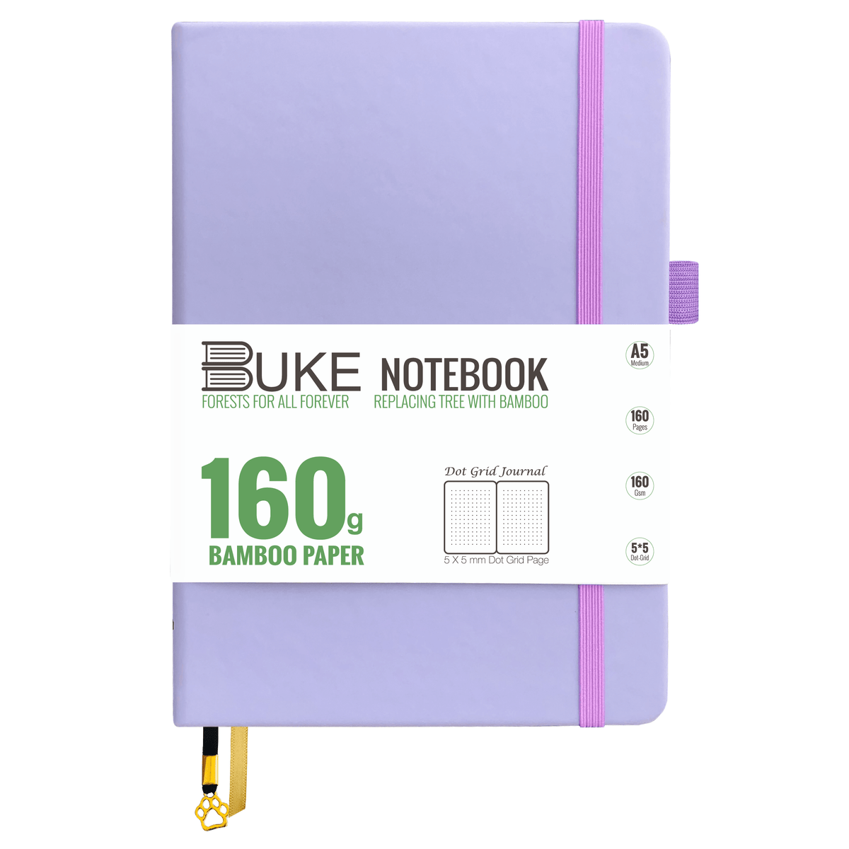 Bullet Dotted Journal 160GSM Bamboo Paper-NATURE WORLD - Light Purple - bukenotebook
