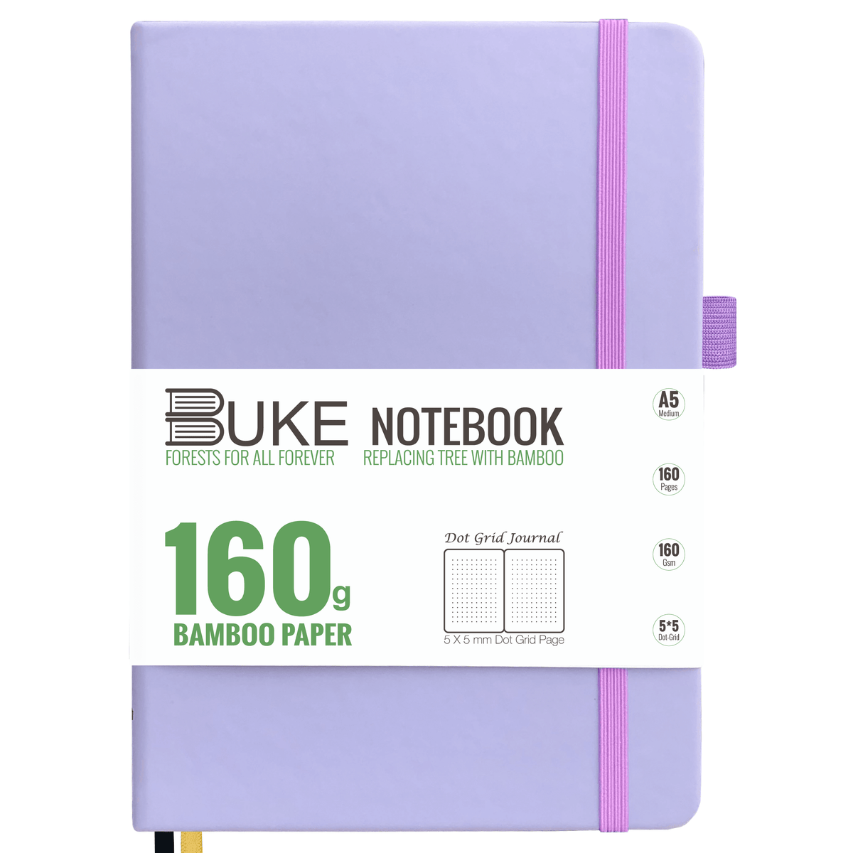 Bullet Dotted Journal 160GSM Bamboo Paper-NATURE WORLD - Light Purple - bukenotebook