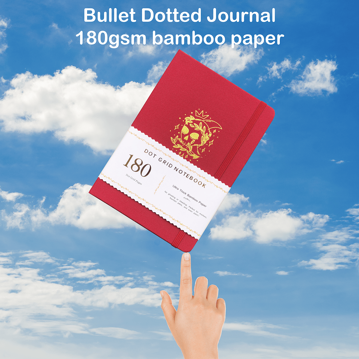 180gsm Bamboo Paper A5 Crown Skull Bullet Dotted Notebook Bullet Journal - bukenotebook
