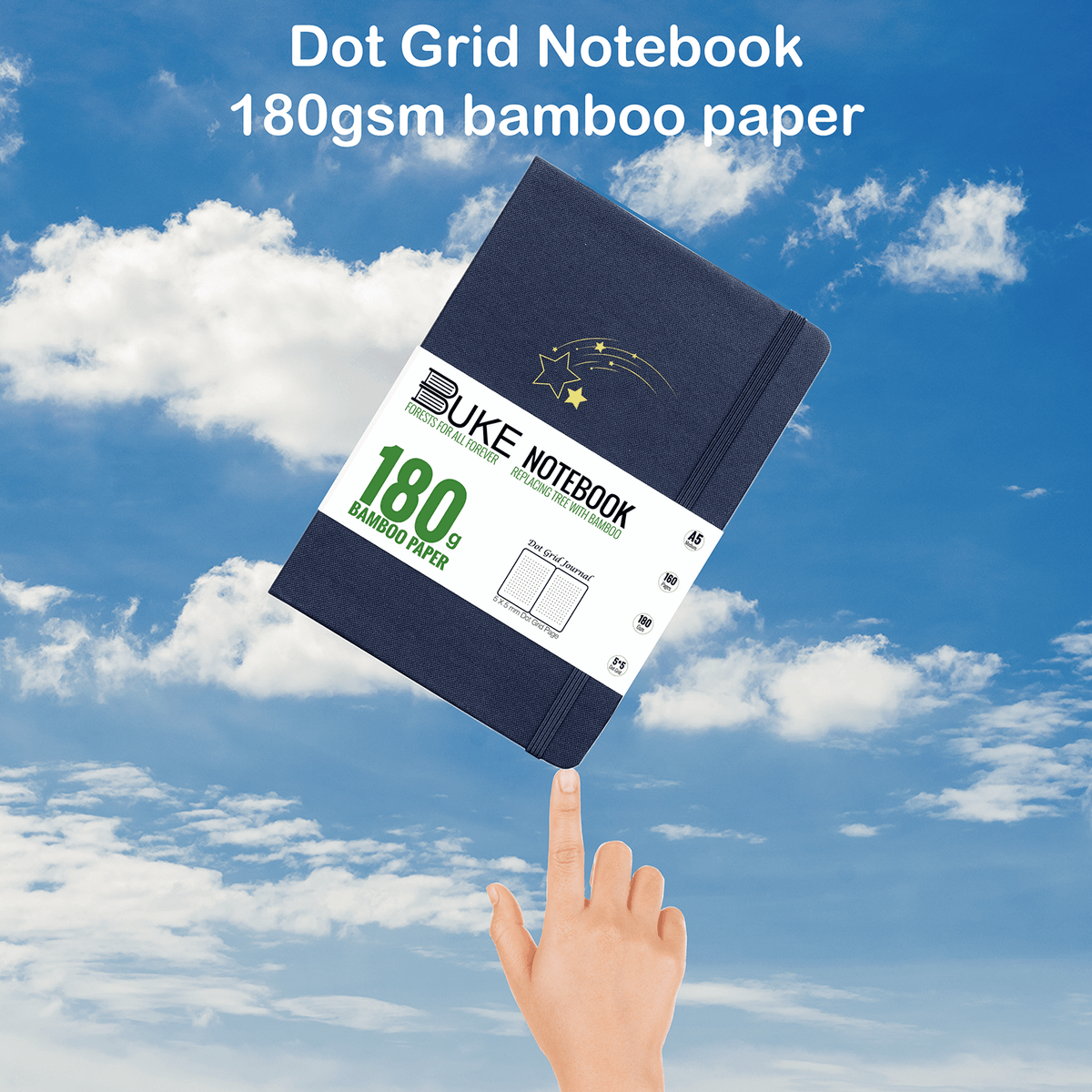 180gsm Bamboo Paper A5 Stars Bullet Journal Dot Grid Notebook - bukenotebook