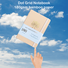 180gsm Bamboo Paper A5 Dotted Notebook Bullet Journal Butterfly Cream PU - bukenotebook