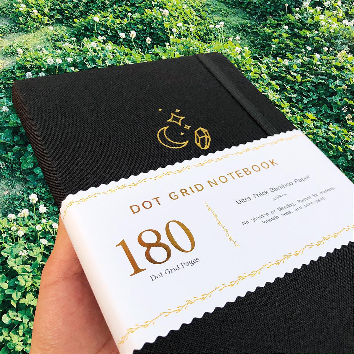 180gsm Bamboo Paper Bullet Journal, Black Color,180GSM Bamboo Paper MOON Stars - bukenotebook