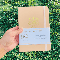 180gsm Bamboo Paper A5 Dotted Notebook Bullet Journal Butterfly Cream PU - bukenotebook