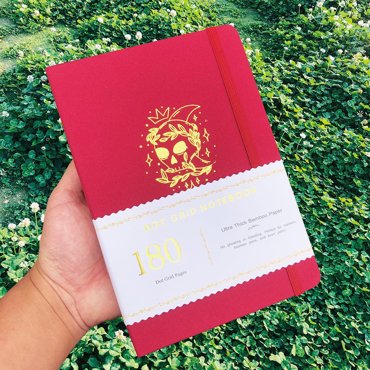 180gsm Bamboo Paper A5 Crown Skull Bullet Dotted Notebook Bullet Journal - bukenotebook