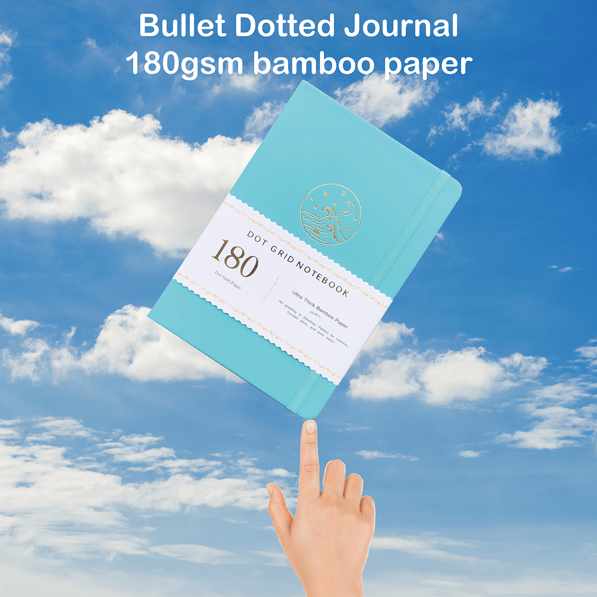 180GSM Paper Bullet Journal TurquoiseColor PU Leather Hardcover Sea Wave - bukenotebook