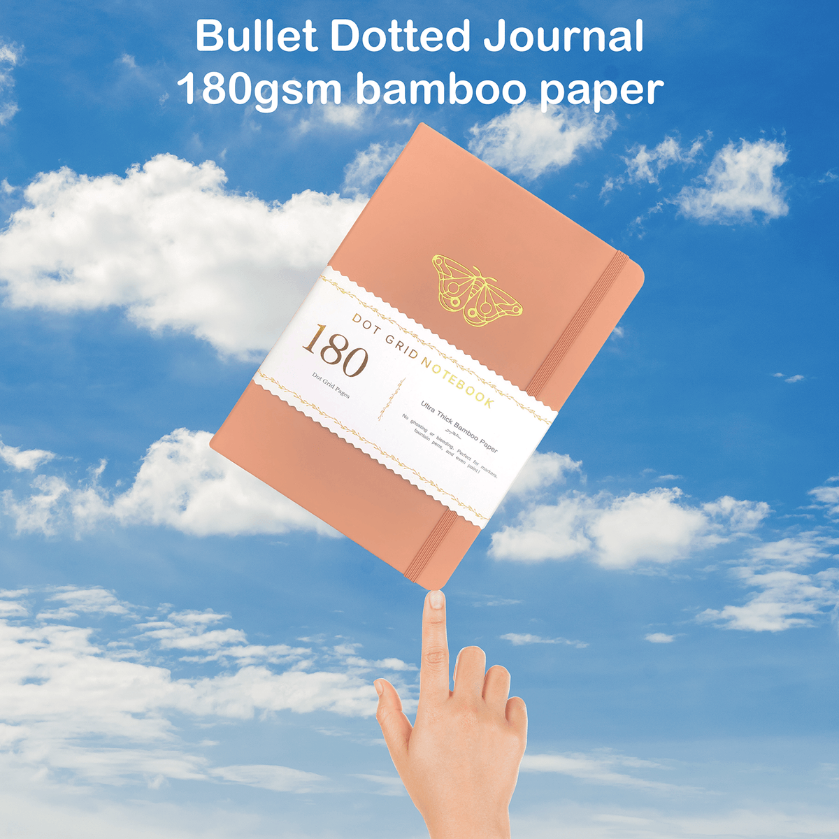 180gsm Bamboo Paper A5 Size Butterfly Bullet Journal Dot Grid Notebook - bukenotebook