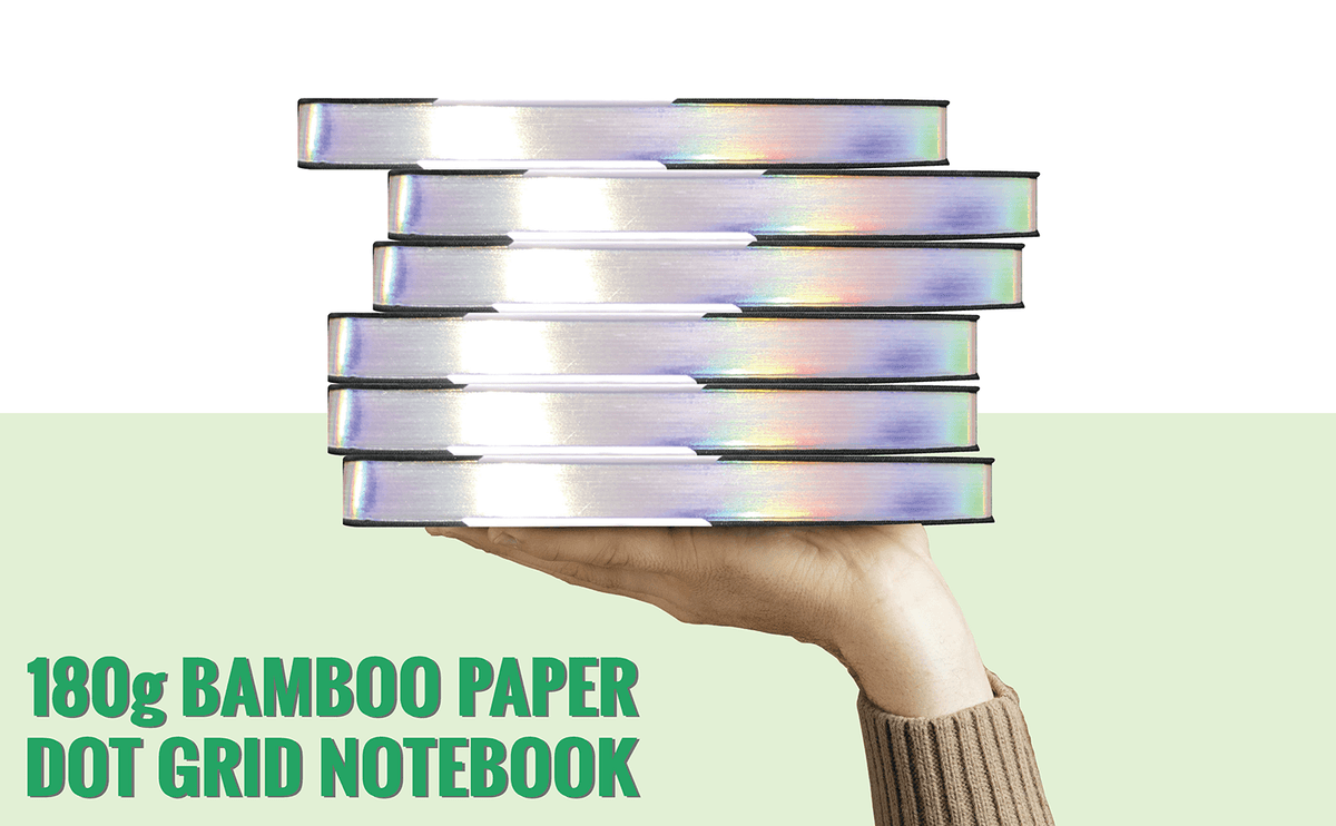 180gsm Bamboo Paper A5 Crane Dot Grid Notebook PU Leather Hardcover - bukenotebook