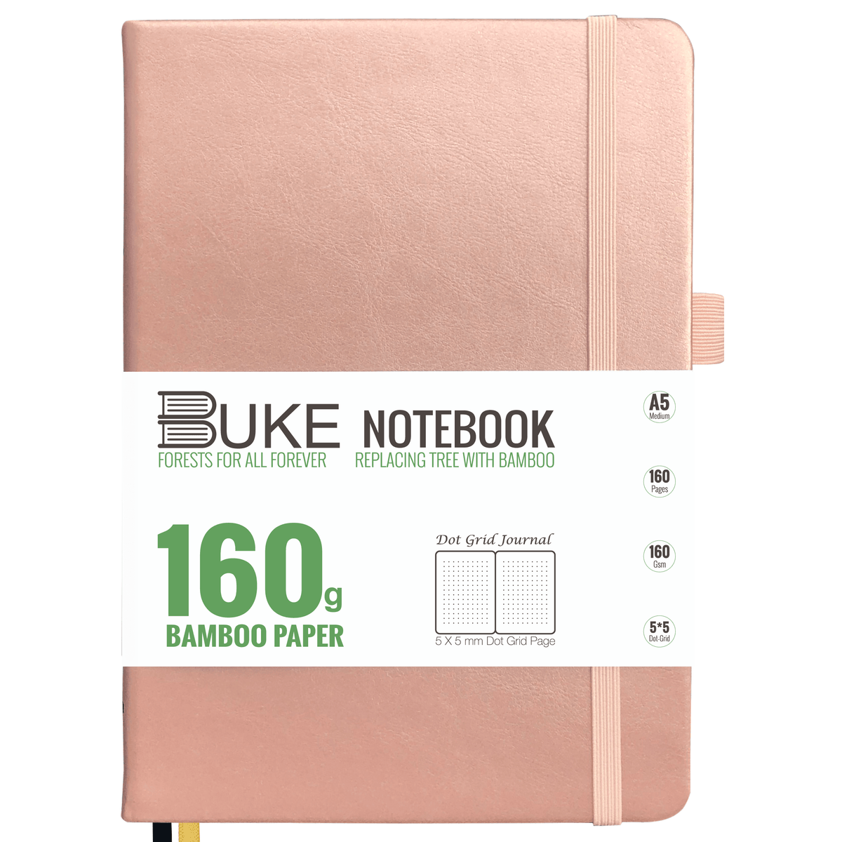 Bullet Dotted Journal 160GSM Bamboo Paper-NATURE WORLD - Rose Gold - bukenotebook