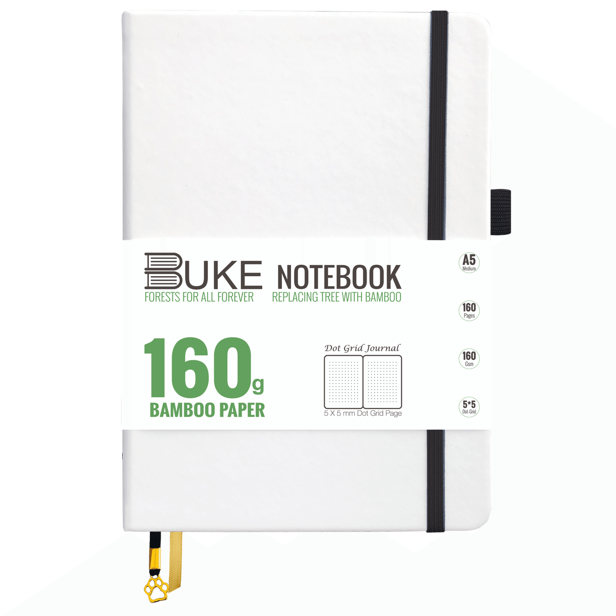 Bullet Dotted Journal 160GSM Bamboo Paper-NATURE WORLD - White - bukenotebook
