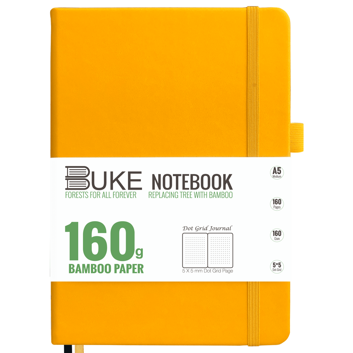 Bullet Dotted Journal 160GSM Bamboo Paper-NATURE WORLD - Orange - bukenotebook