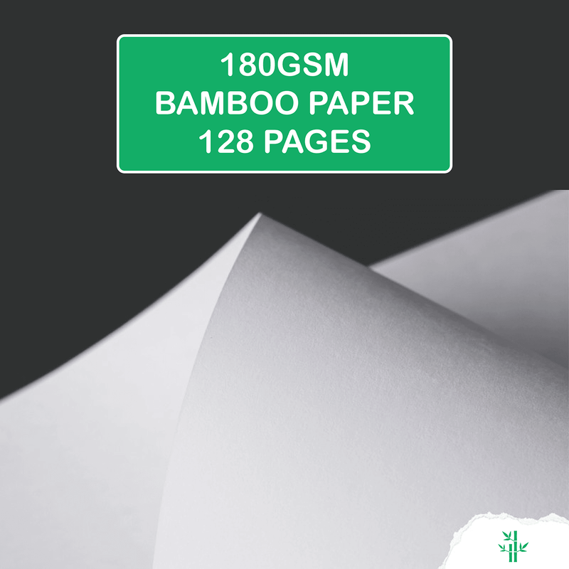 8X8 Square Hardcover SKetchbook Journal 180GSM Bamboo PAPER 128 Pages - Black-zoom-