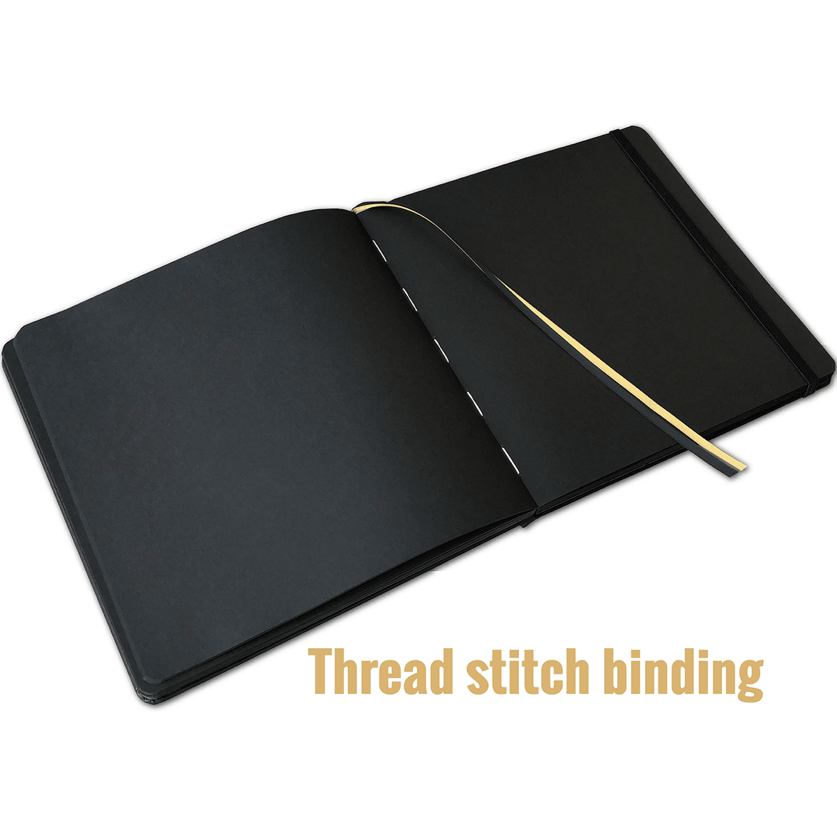 8 x 8 Inch Hardcover Sketch Journal – 150GSM Black Paper 160 Pages - Black - bukenotebook