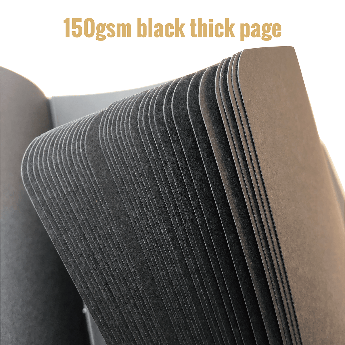 8 x 8 Inch Hardcover Sketch Journal – 150GSM Black Paper 160 Pages - Black - bukenotebook