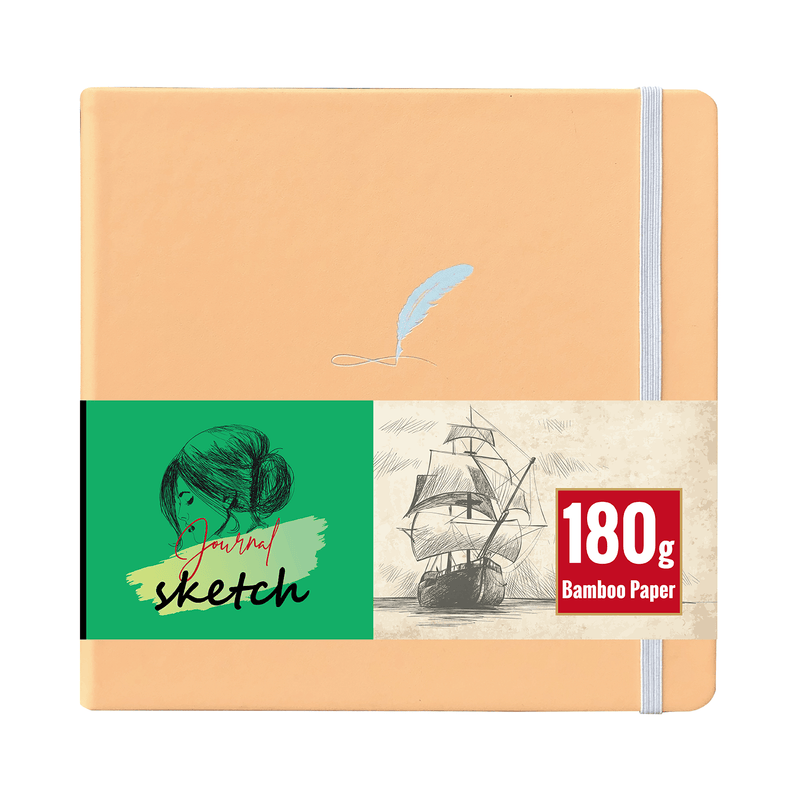 8X8 Square Hardcover SKetchbook Journal 180GSM Bamboo PAPER 128 Pages - Black-zoom-