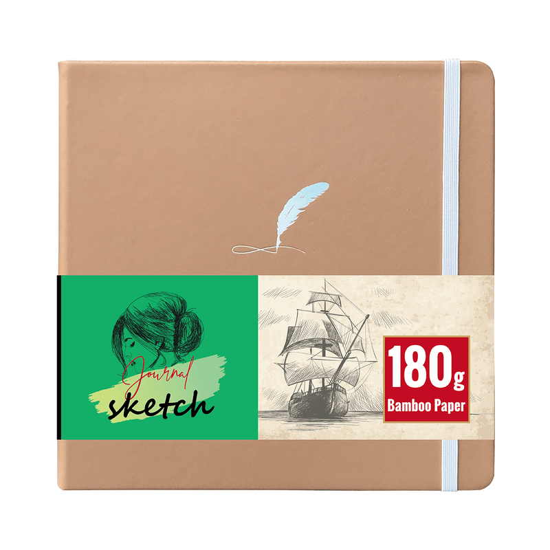 8X8 Square Hardcover SKetchbook Journal 180GSM Bamboo PAPER 128 Pages - Black-zoom-