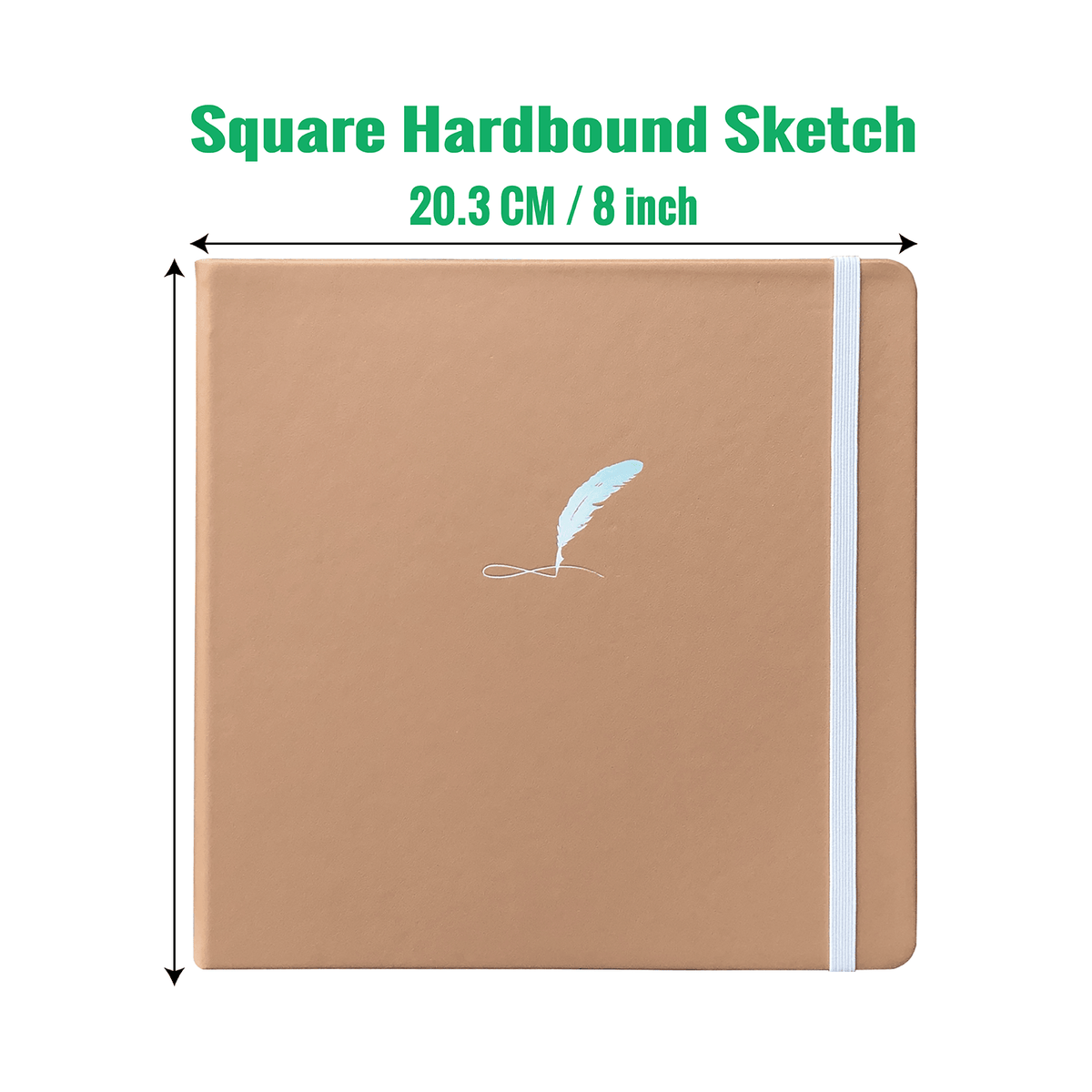 8X8 Square Hardcover SKetchbook Journal 180GSM Bamboo PAPER 128 Pages - Doe - bukenotebook