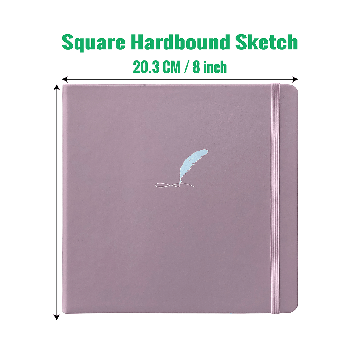 8X8 Square Hardcover SKetchbook Journal 180GSM Bamboo PAPER 128 Pages - Purple sage - bukenotebook