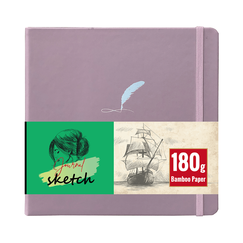 8X8 Square Hardcover SKetchbook Journal 180GSM Bamboo PAPER 128 Pages - Black-zoom-