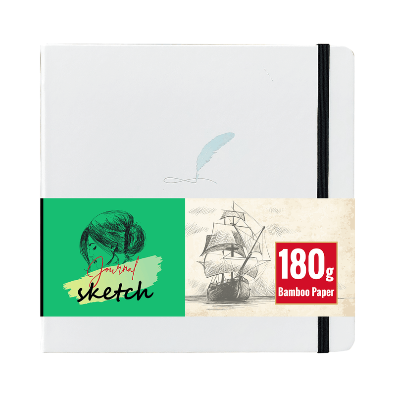 8X8 Square Hardcover SKetchbook Journal 180GSM Bamboo PAPER 128 Pages - Black-zoom-