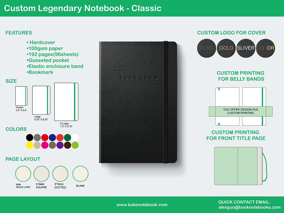 Custom Legendary Notebook Moleskine Style Classic