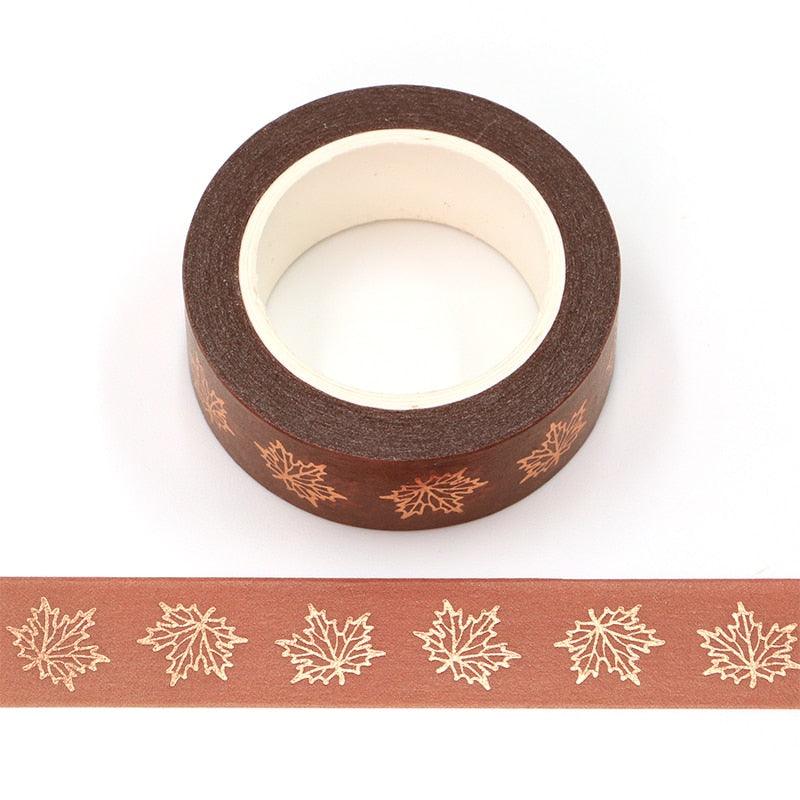 BUKE Vintage date maple leaf Foil Masking Washi Tape Decorative Adhesive Tape Diy Scrapbooking Sticker Label Stationery - bukenotebook