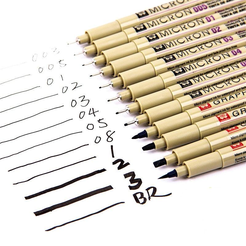 BUKE 1/3PC Pigment Liner Pigma Pen Fine Line Sketching Markers Different Tip Black Fineliner StylographsDrawing Pens Copic Supplier - bukenotebook