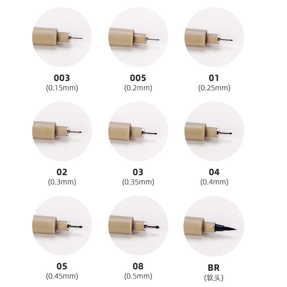 1pcs Pigment Micron Sakura Neelde Soft Brush Drawing Pen 005 01 02 03 04 05  08 Brush Fine Point Markers Pen