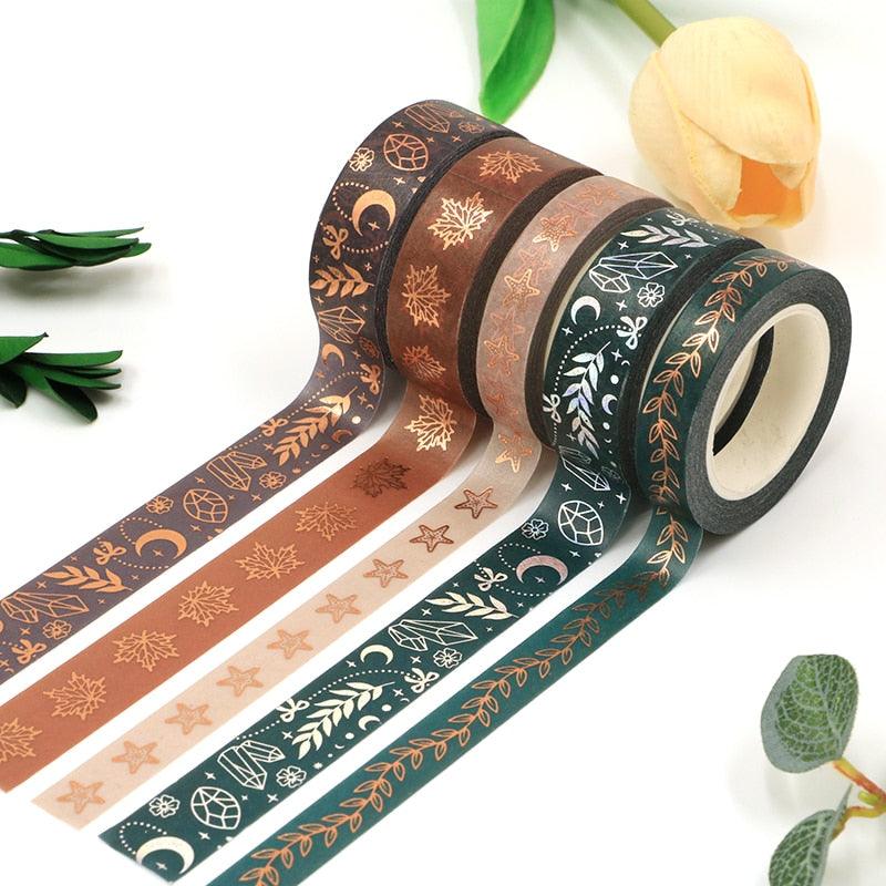 BUKE Vintage date maple leaf Foil Masking Washi Tape Decorative Adhesive Tape Diy Scrapbooking Sticker Label Stationery - bukenotebook
