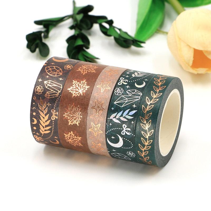 BUKE Vintage date maple leaf Foil Masking Washi Tape Decorative Adhesive Tape Diy Scrapbooking Sticker Label Stationery - bukenotebook